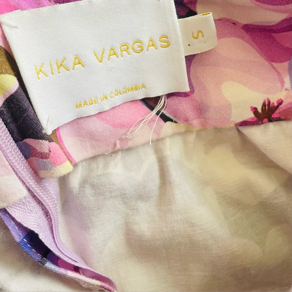 Kika Vargas SMALL Cecily flutter sleeve tiered midi dress in purple floral - Picture 7 of 9